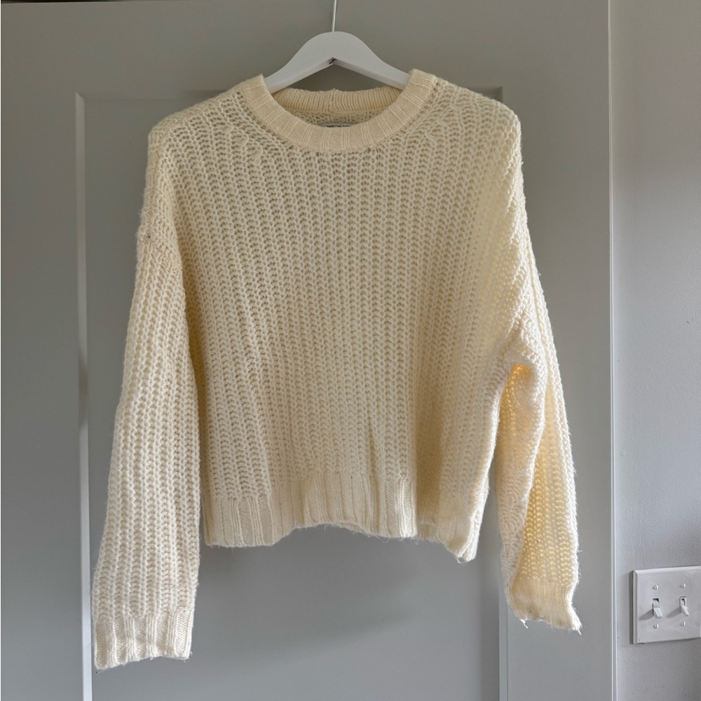 American Eagle Outfitters Cream Knit Sweater